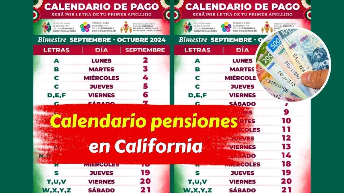 Calendario pensiones en California días de depósito y bancos disponibles